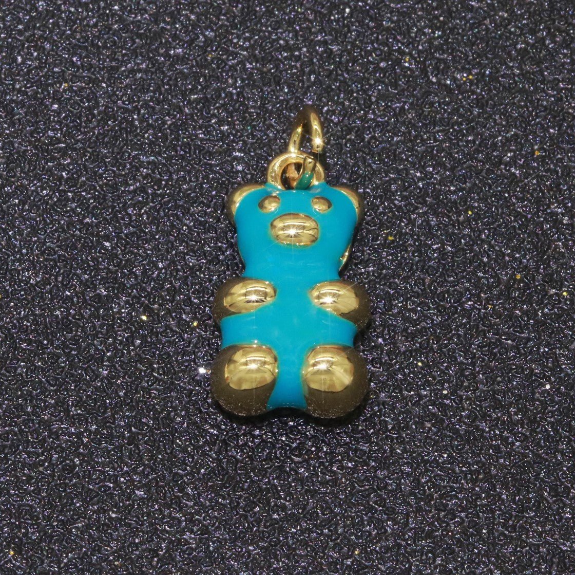 14k Gold Filled Tedy Bear Charm Enamel Animal Pendant for Necklace Earring Bracelet Supply M-530