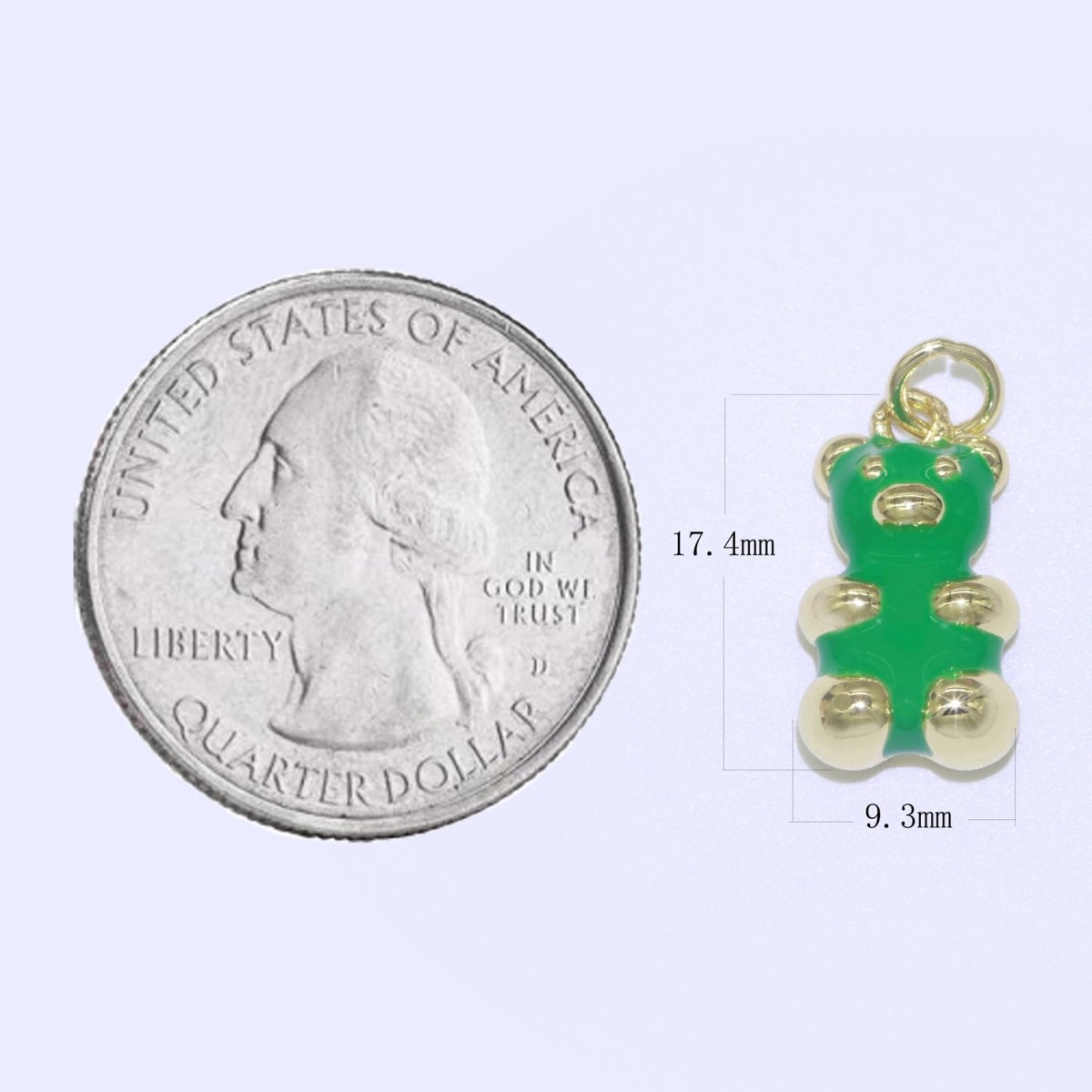 14k Gold Filled Tedy Bear Charm Enamel Animal Pendant for Necklace Earring Bracelet Supply M-530