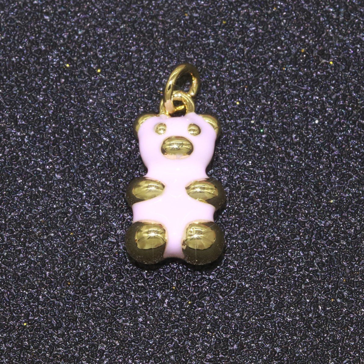 14k Gold Filled Tedy Bear Charm Enamel Animal Pendant for Necklace Earring Bracelet Supply M-530