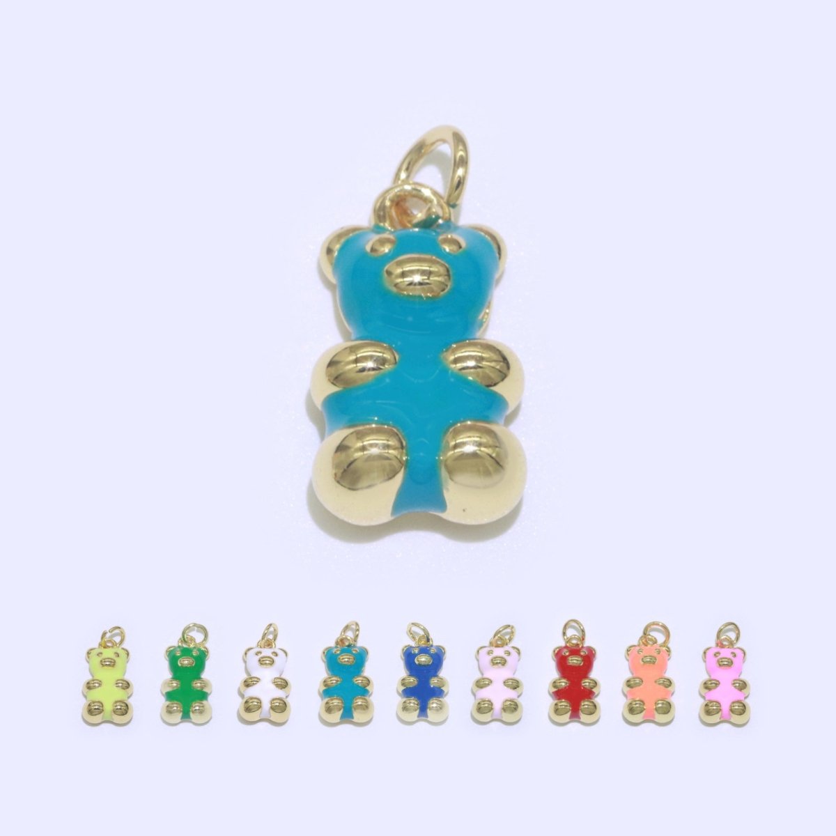 14k Gold Filled Tedy Bear Charm Enamel Animal Pendant for Necklace Earring Bracelet Supply M-530