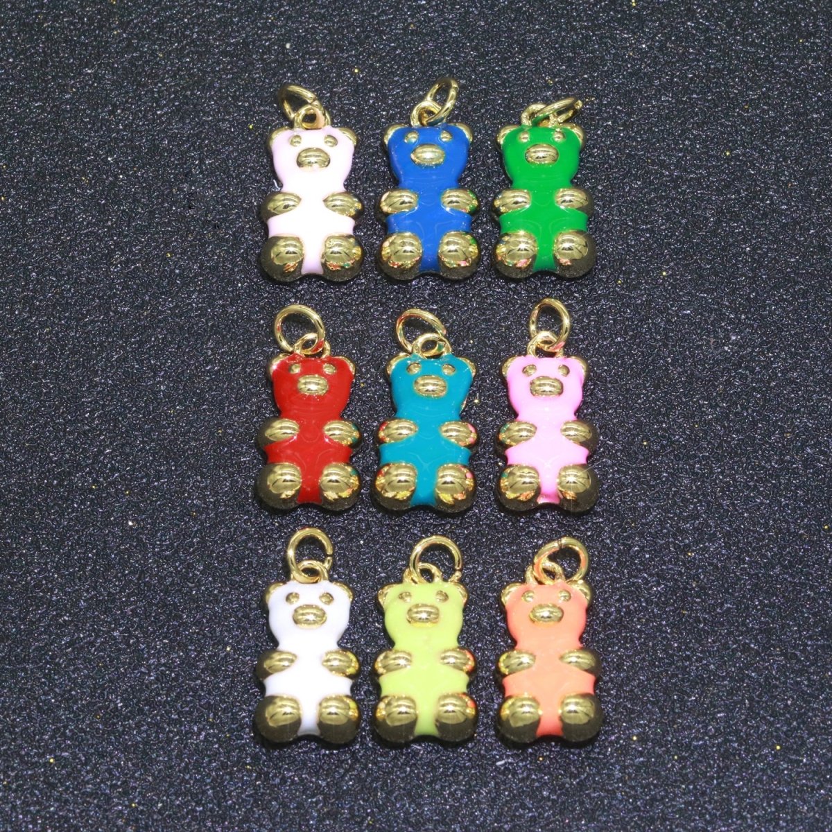 14k Gold Filled Tedy Bear Charm Enamel Animal Pendant for Necklace Earring Bracelet Supply M-530