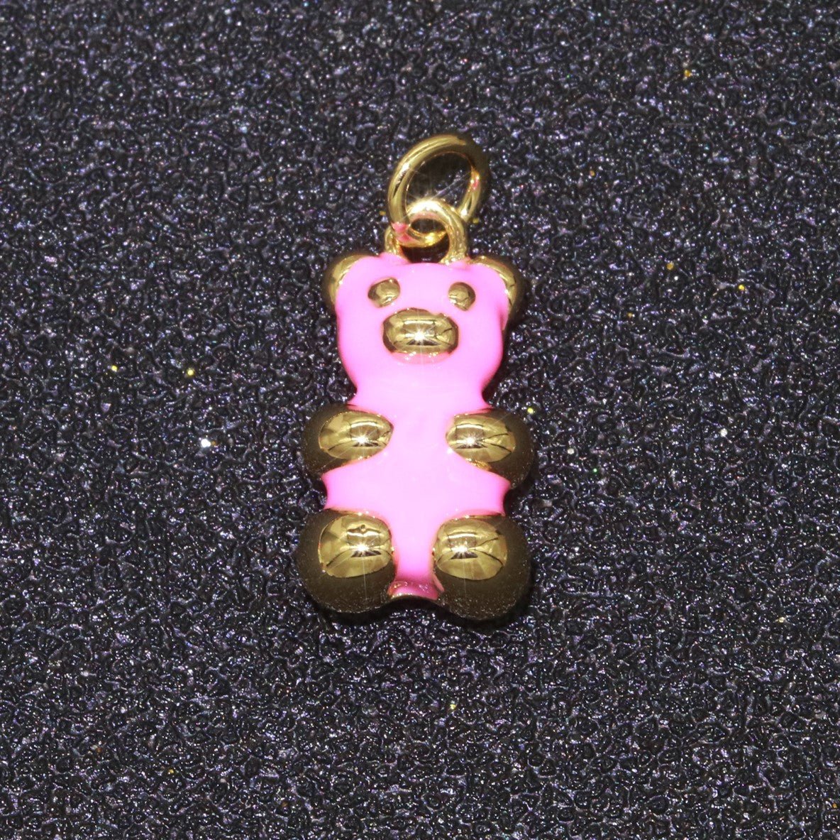 14k Gold Filled Tedy Bear Charm Enamel Animal Pendant for Necklace Earring Bracelet Supply M-530