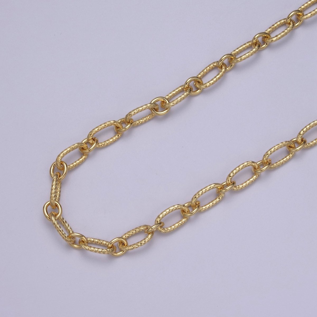 14K Gold Filled Textured Cable Unfinished Chain, Unique Cable Roll by Yard For Jewelry Making | ROLL-707 Clearance Pricing - DLUXCA