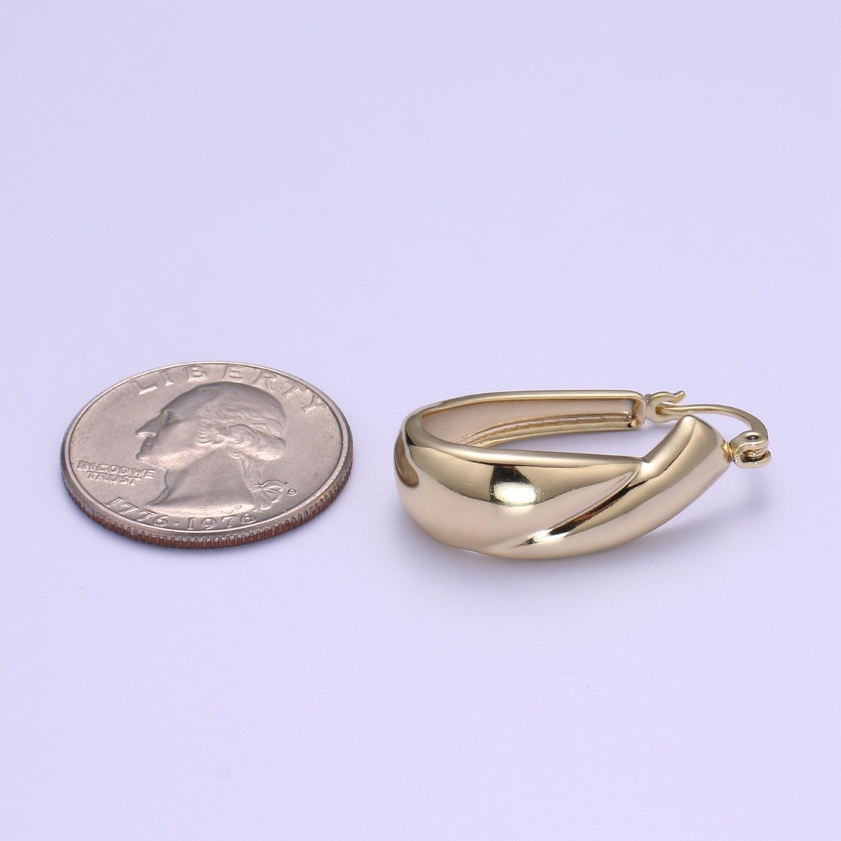 14K Gold Filled Thick Hoops - Gold Thick Hoop Earrings - Bold Thick Hoops - Light Weight Hoops P-090 - DLUXCA