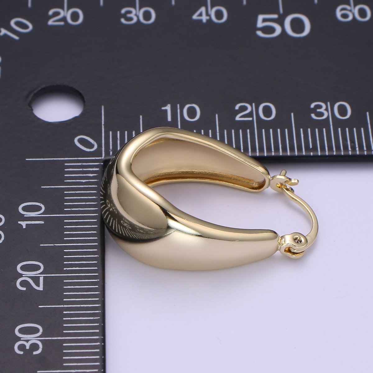 14K Gold Filled Thick Hoops - Gold Thick Hoop Earrings - Chunky Thick Hoops - Light Weight Hoops Dome Earring P-089 - DLUXCA