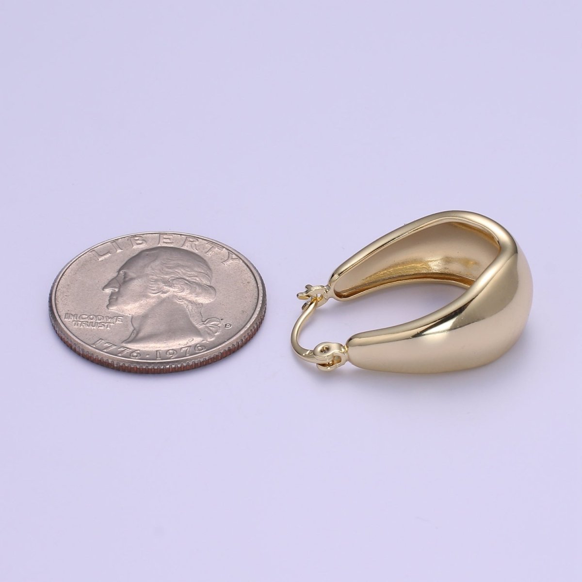 14K Gold Filled Thick Hoops - Gold Thick Hoop Earrings - Chunky Thick Hoops - Light Weight Hoops Dome Earring P-089 - DLUXCA