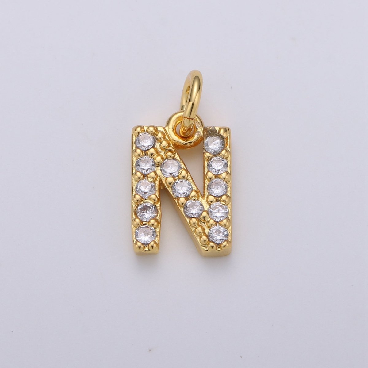 14k Gold Filled Tiny CZ Initial, Letter Alphabet Micro Pave charms Dainty Gold Cubic Pendant Charm for Necklace Bracelet Earring Add on A-099 to A-111