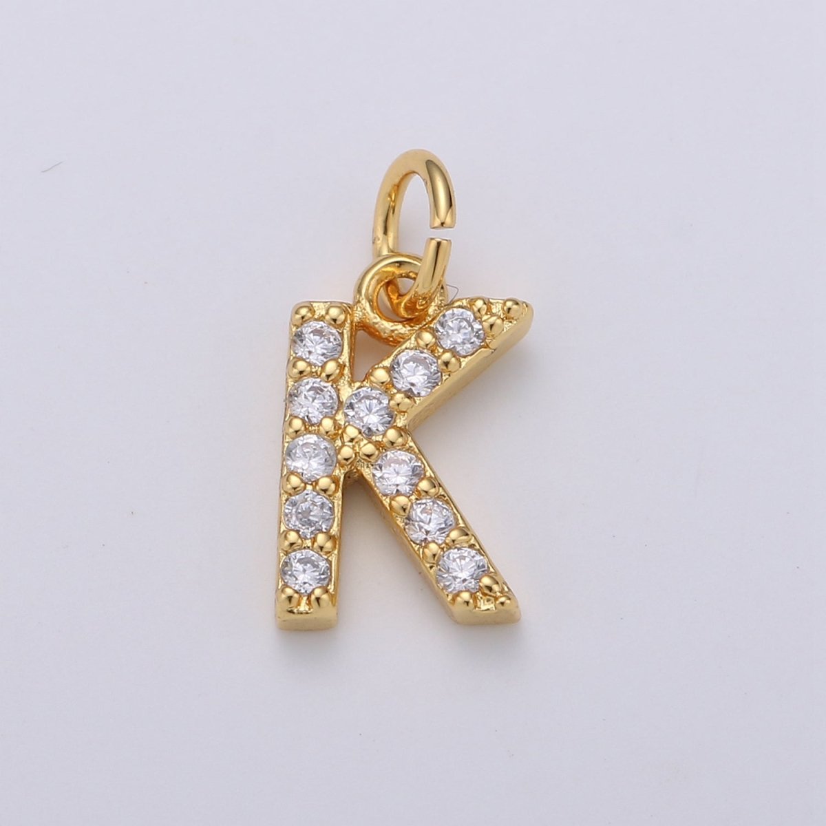 14k Gold Filled Tiny CZ Initial, Letter Alphabet Micro Pave charms Dainty Gold Cubic Pendant Charm for Necklace Bracelet Earring Add on A-099 to A-111