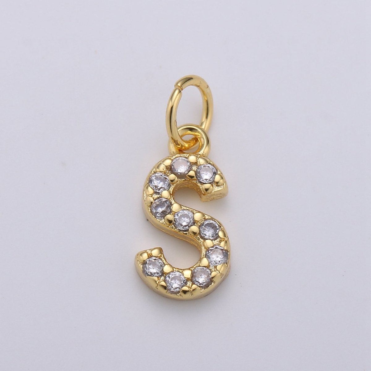 14k Gold Filled Tiny CZ Initial, Letter Alphabet Micro Pave charms Dainty Gold Cubic Pendant Charm for Necklace Bracelet Earring Add on A-099 to A-111