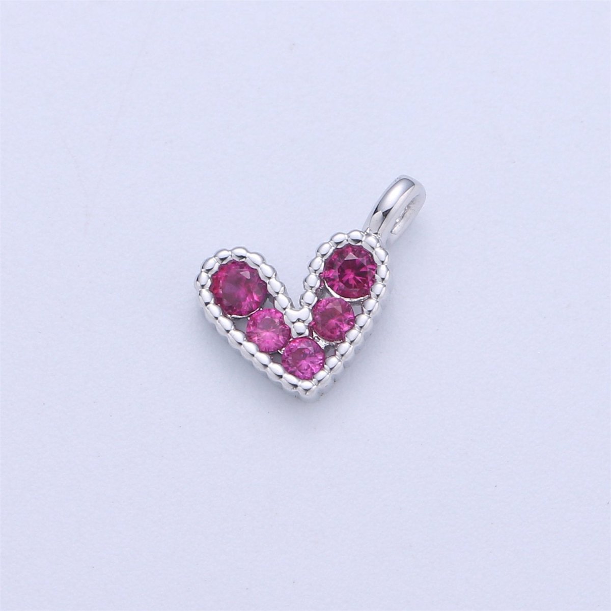 14K Gold Filled Tiny Heart Charm – Pendant, Silver Pink Cubic Micro Pave Charm for bracelet Earring Necklace Component C-833 C-834