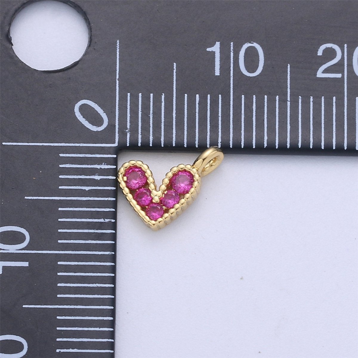 14K Gold Filled Tiny Heart Charm – Pendant, Silver Pink Cubic Micro Pave Charm for bracelet Earring Necklace Component C-833 C-834