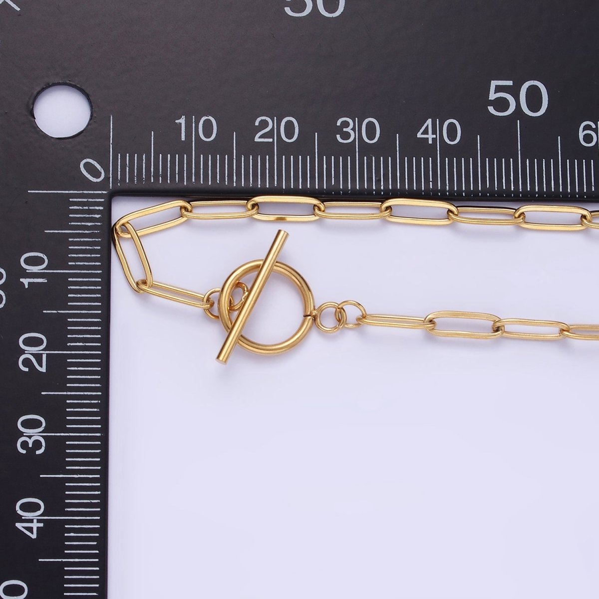 Stainless Steel Toggle Clasps Paperclip Chain 19 Inch Necklace w. 2 Inch Extender in Gold & Silver | WA-2492 WA-2493