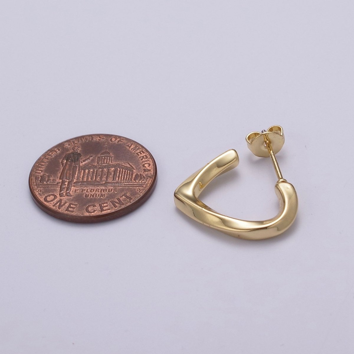 14k Gold Filled Triangle Hoop Earring Silver Dainty Geometric Earring T-254 T-255