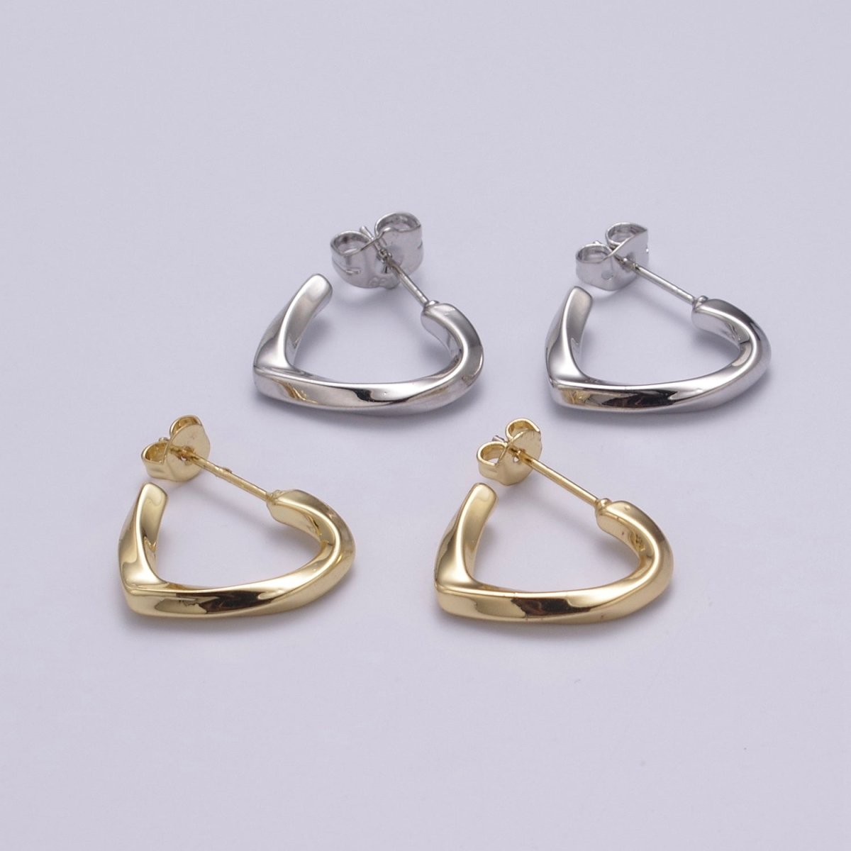 14k Gold Filled Triangle Hoop Earring Silver Dainty Geometric Earring T-254 T-255