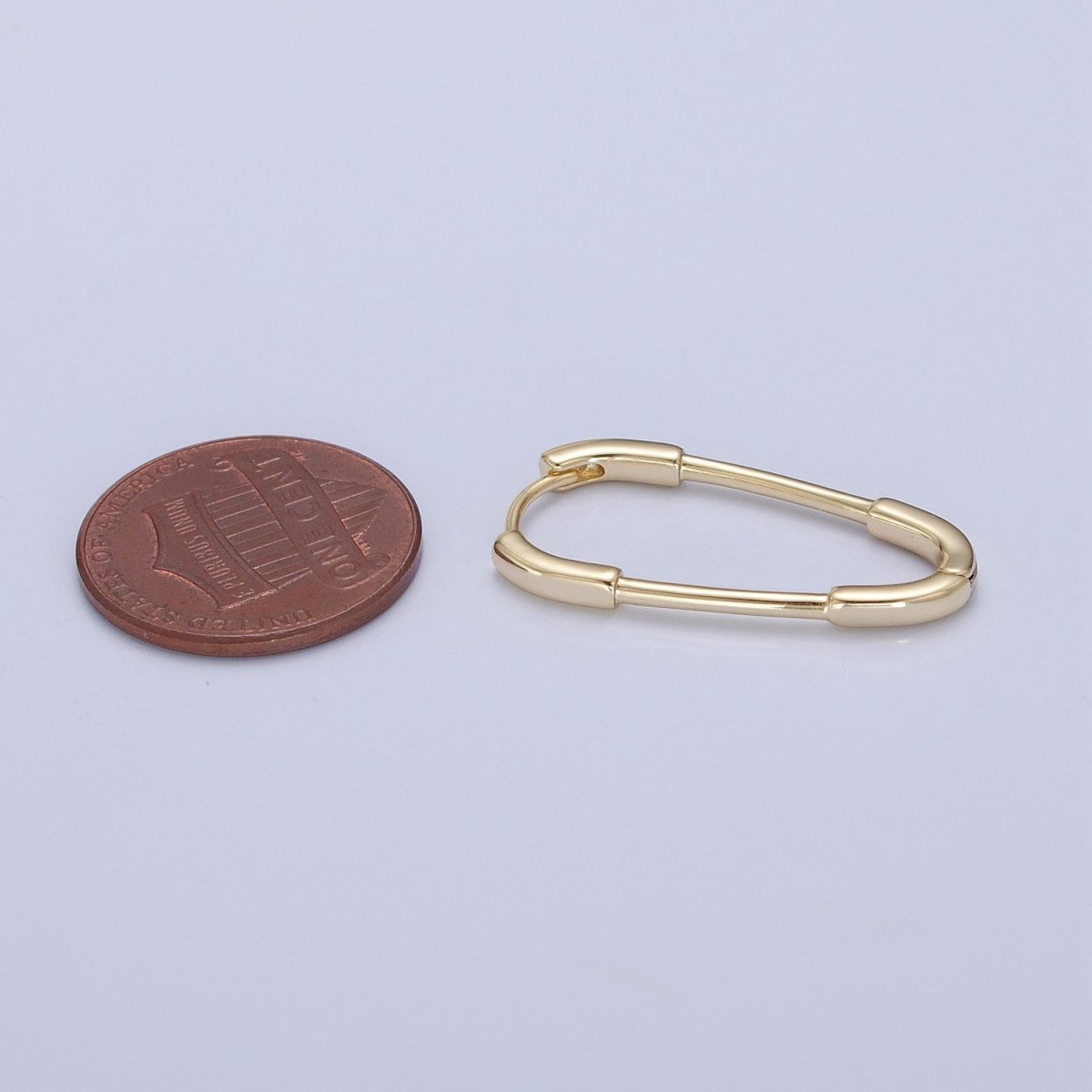 14K Gold Filled Triangle U Shaped Huggie Geometric Oblong Hoops Earrings | P-380 - DLUXCA