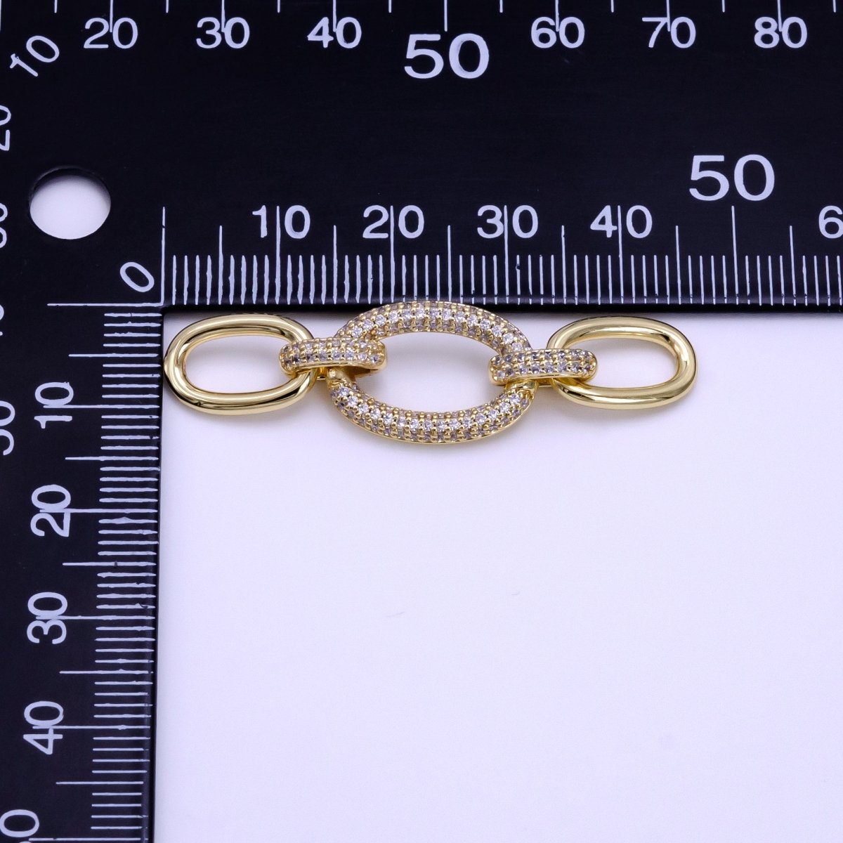 14K Gold Filled Triple Micro Paved Cable Chain Link Connector | G227 - DLUXCA