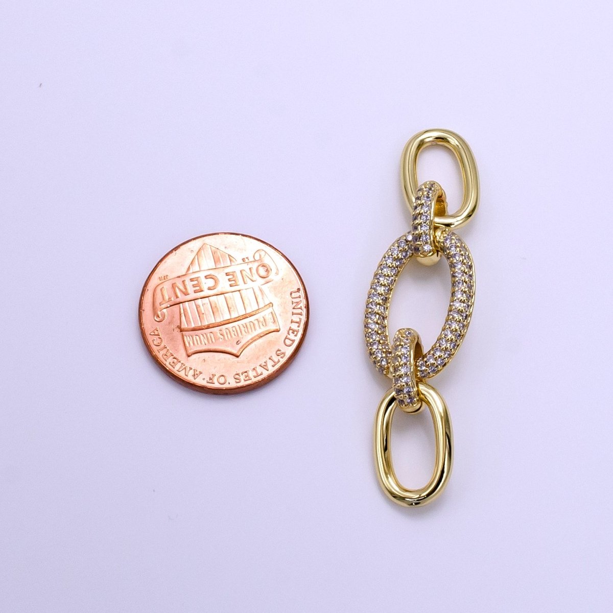 14K Gold Filled Triple Micro Paved Cable Chain Link Connector | G227 - DLUXCA