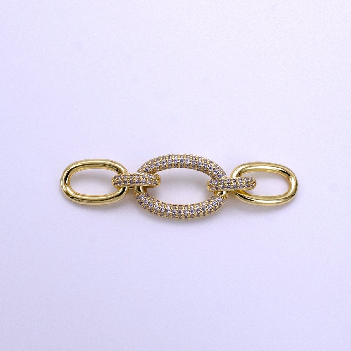 14K Gold Filled Triple Micro Paved Cable Chain Link Connector | G227 - DLUXCA