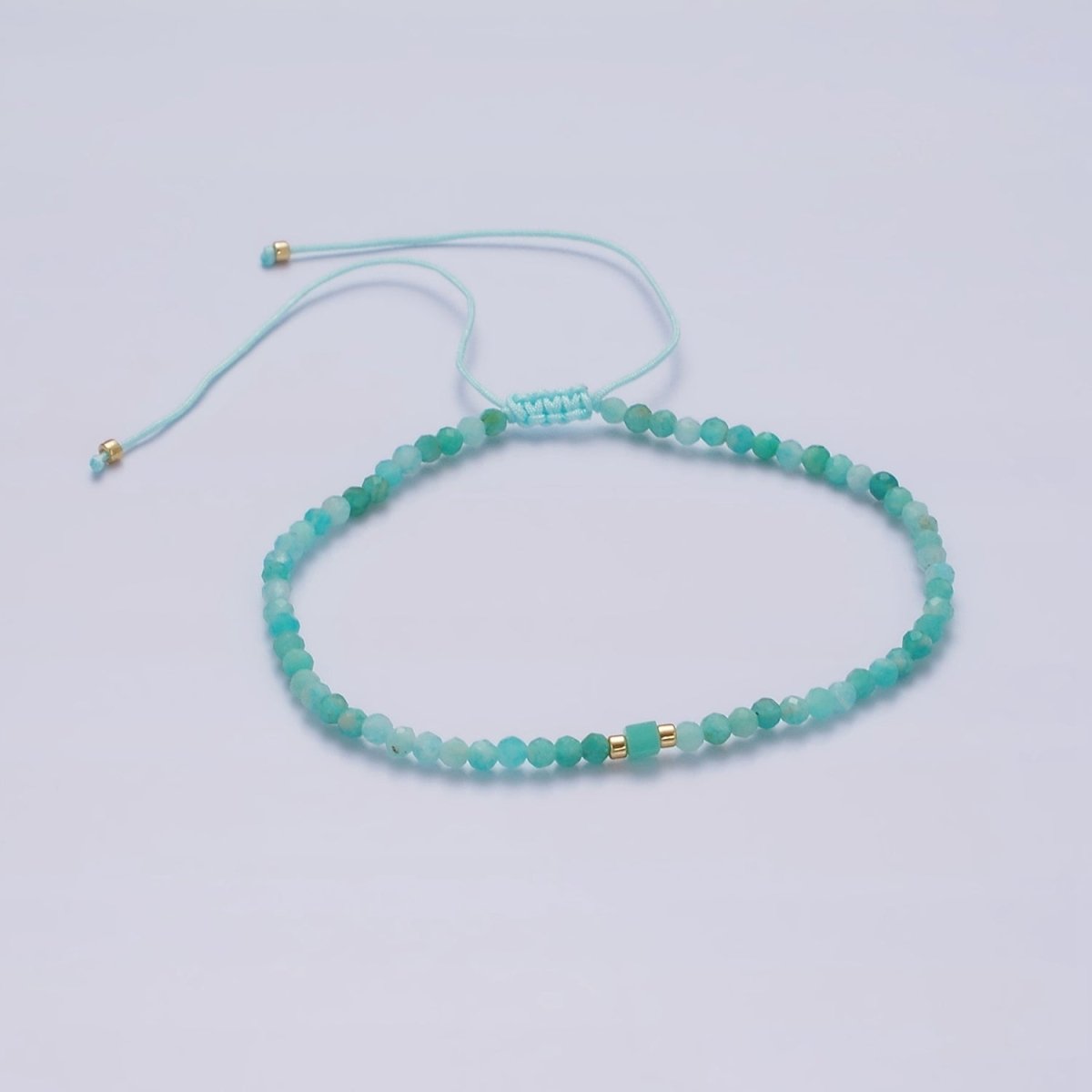 14K Gold Filled Turquoise Multifaceted Turquoise Rope Adjustable Friendship Bracelet | WA-2013 - WA-2015 Clearance Pricing
