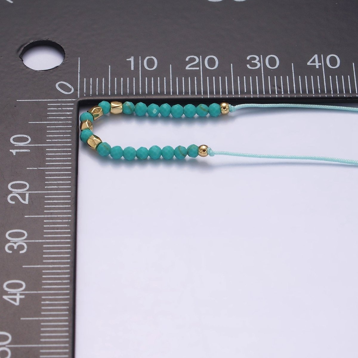 14K Gold Filled Turquoise Multifaceted Turquoise Rope Adjustable Friendship Bracelet | WA-2181 - WA-2183 Clearance Pricing