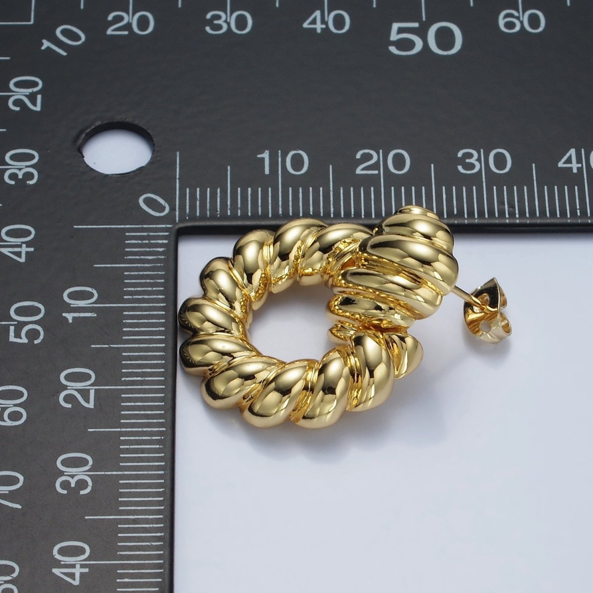 14K Gold Filled Twist Croissant Open Drop Stud Earrings in Gold & Silver | AE431 AE432