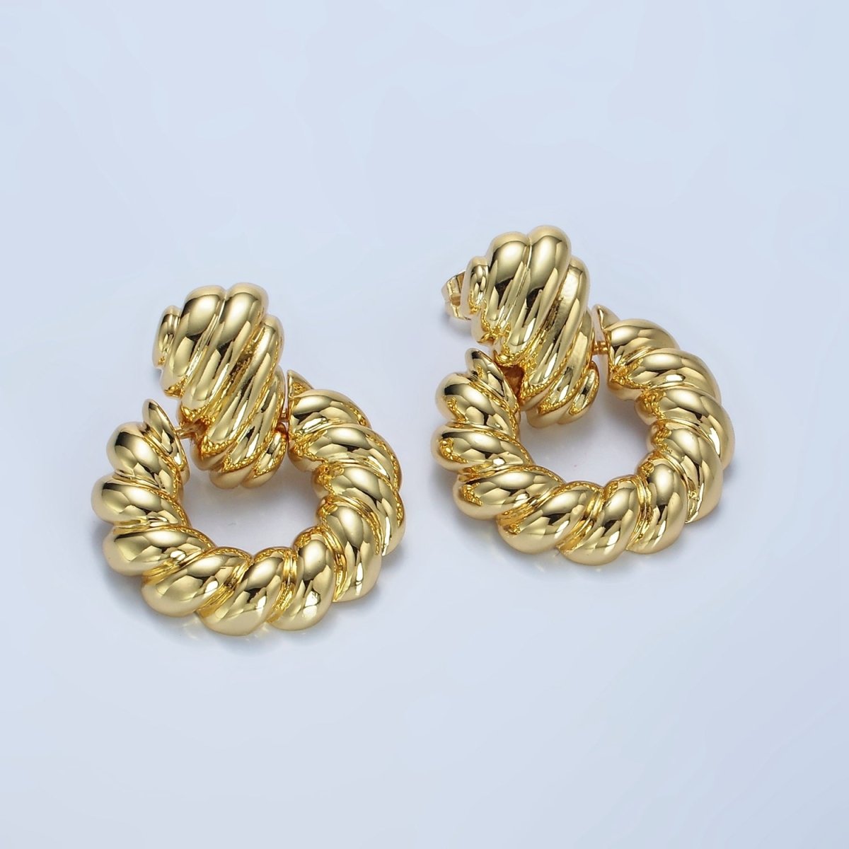 14K Gold Filled Twist Croissant Open Drop Stud Earrings in Gold & Silver | AE431 AE432