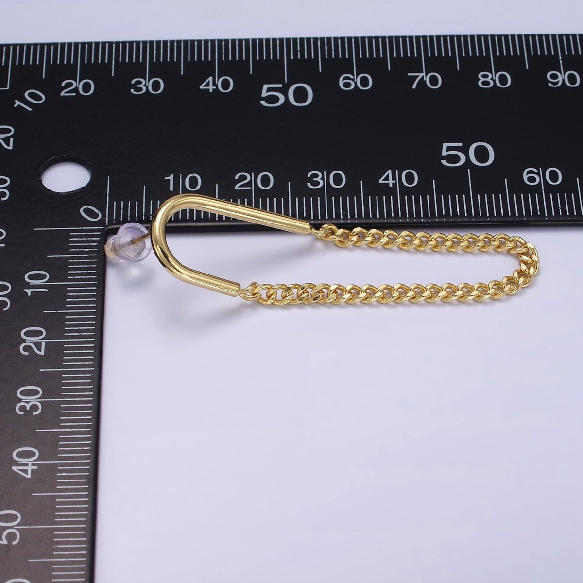 14K Gold Filled U Curb Chain Drop Stud Earrings | AB1177 - DLUXCA