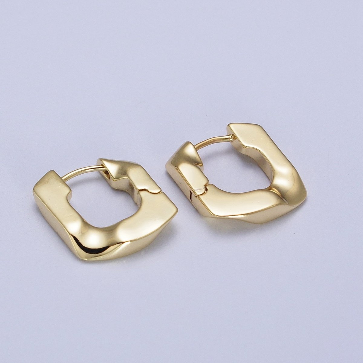 14K Gold Filled U-Shaped Geometric Abstract Huggie Earriings | V-017 - DLUXCA