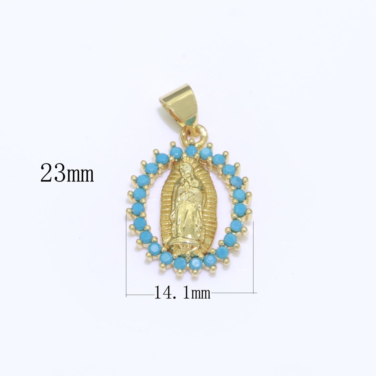 14K Gold Filled Virgin Mary Medallion Charm 23x14mm - Religious Catholic Pendant Saint Miraculous Lady Guadalupe Charm for Necklace Bracelet