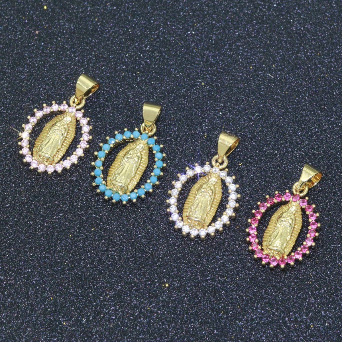 14K Gold Filled Virgin Mary Medallion Charm 23x14mm - Religious Catholic Pendant Saint Miraculous Lady Guadalupe Charm for Necklace Bracelet