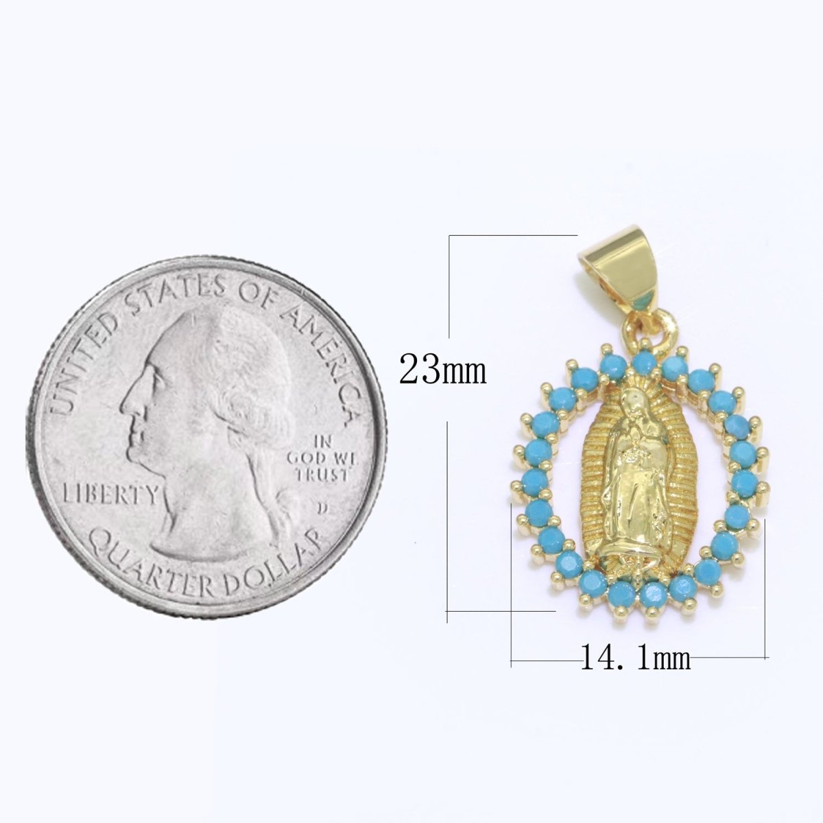 14K Gold Filled Virgin Mary Medallion Charm 23x14mm - Religious Catholic Pendant Saint Miraculous Lady Guadalupe Charm for Necklace Bracelet
