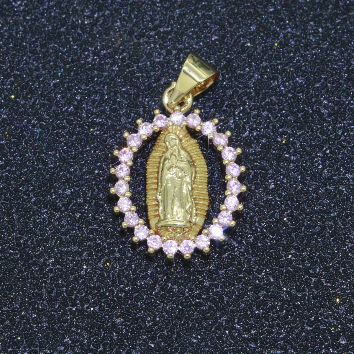 14K Gold Filled Virgin Mary Medallion Charm 23x14mm - Religious Catholic Pendant Saint Miraculous Lady Guadalupe Charm for Necklace Bracelet