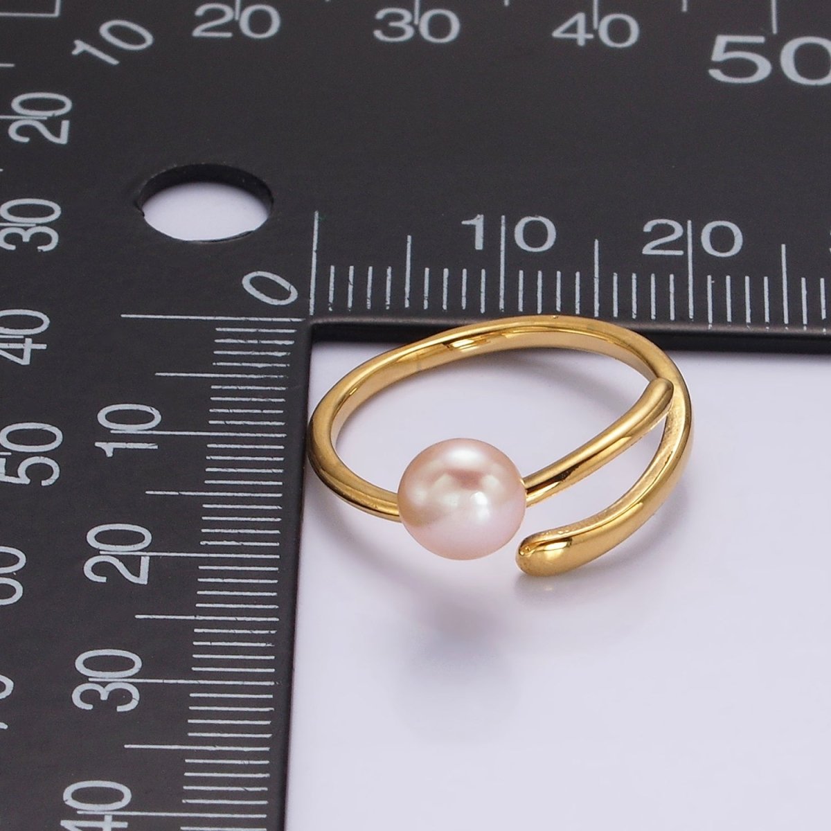 14K Gold Filled White, Pink Pearl Wrap Open Band Minimalist Ring in Silver & Gold | O676 - O679