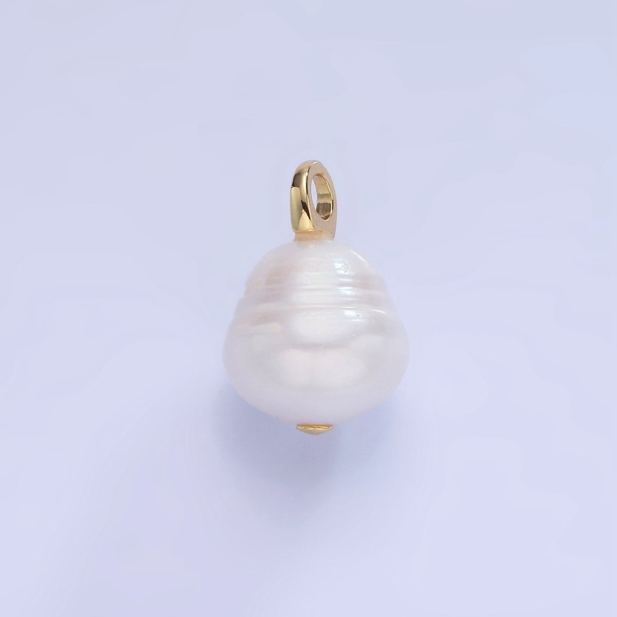 14K Gold Filled White Ringed Baroque Freshwater Pearl Drop Pendant | P1734 - DLUXCA