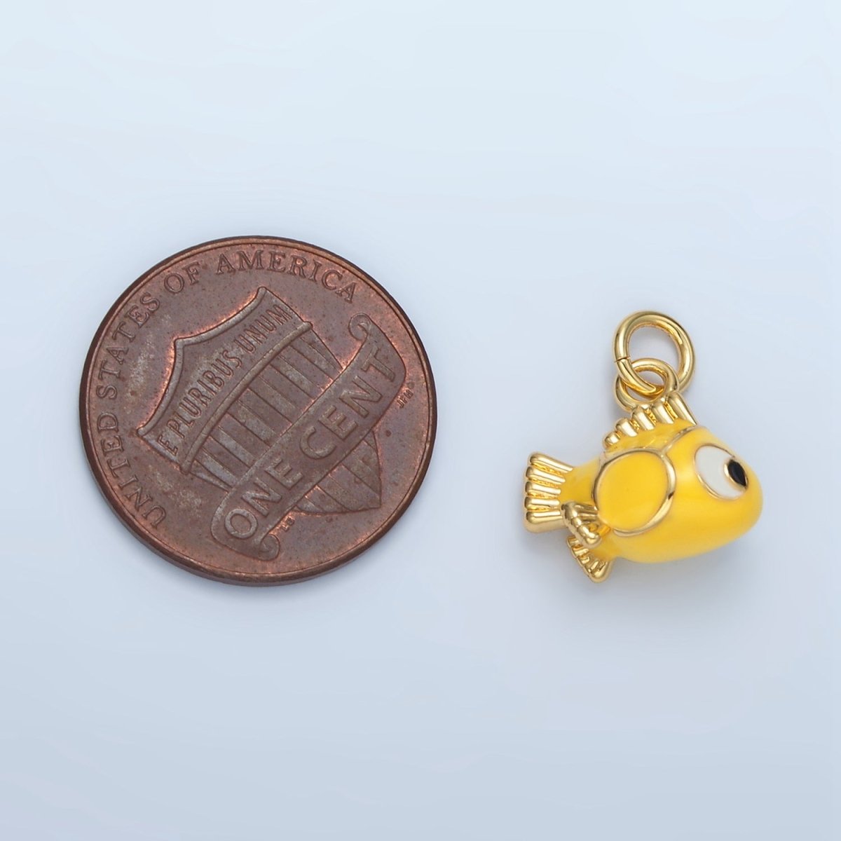 14K Gold Filled Yellow Gold Fish Pet Animal Enamel Mini Charm | AG948 - DLUXCA