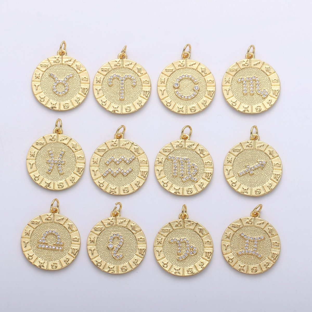 14k Gold Filled Zodiac Charms Micro Pave Constellation Necklace Pendant for Zodiac Necklace Celestial Jewelry Making Supply | A-A1749-A-A1754