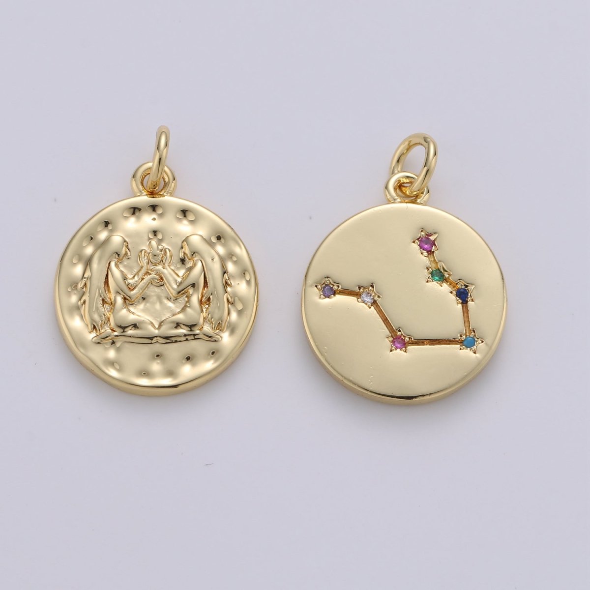 14K Gold Filled Zodiac Constellation Charms, Zodiac Symbol, Horoscope Charm, Gold Astrological Zodiac Signs, Double Sided Charm Pendant | A-A1707-A-A1712