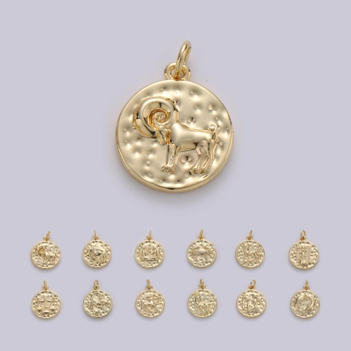 14K Gold Filled Zodiac Constellation Charms, Zodiac Symbol, Horoscope Charm, Gold Astrological Zodiac Signs, Double Sided Charm Pendant | A-A1707-A-A1712