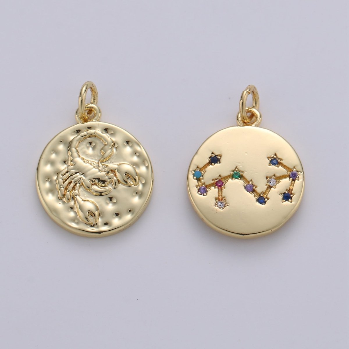 14K Gold Filled Zodiac Constellation Charms, Zodiac Symbol, Horoscope Charm, Gold Astrological Zodiac Signs, Double Sided Charm Pendant | A-A1707-A-A1712