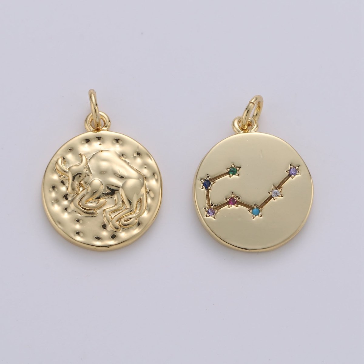 14K Gold Filled Zodiac Constellation Charms, Zodiac Symbol, Horoscope Charm, Gold Astrological Zodiac Signs, Double Sided Charm Pendant | A-A1707-A-A1712