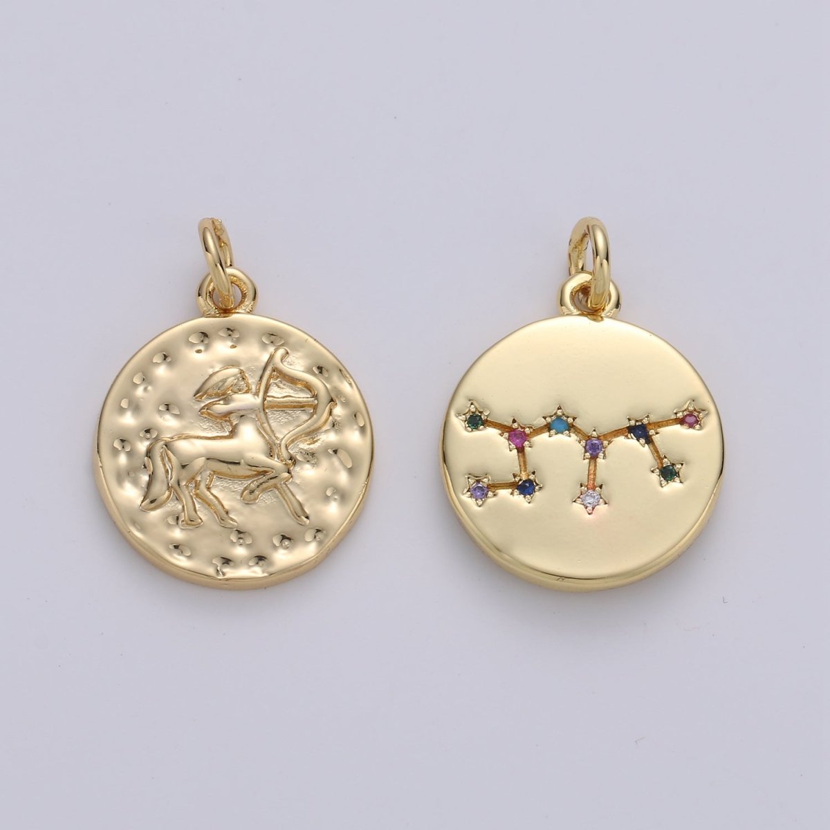 14K Gold Filled Zodiac Constellation Charms, Zodiac Symbol, Horoscope Charm, Gold Astrological Zodiac Signs, Double Sided Charm Pendant | A-A1707-A-A1712