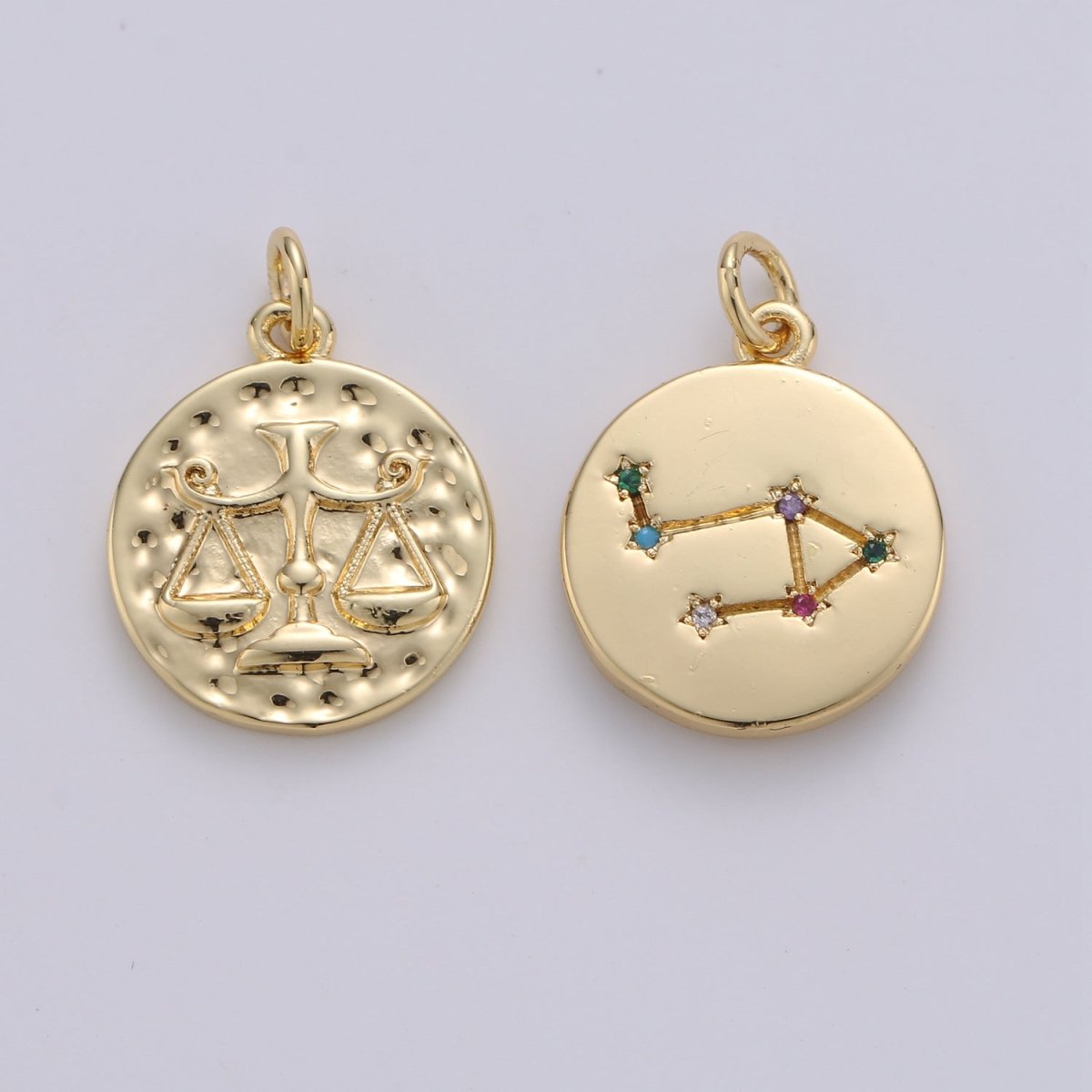 14K Gold Filled Zodiac Constellation Charms, Zodiac Symbol, Horoscope Charm, Gold Astrological Zodiac Signs, Double Sided Charm Pendant | A-A1707-A-A1712