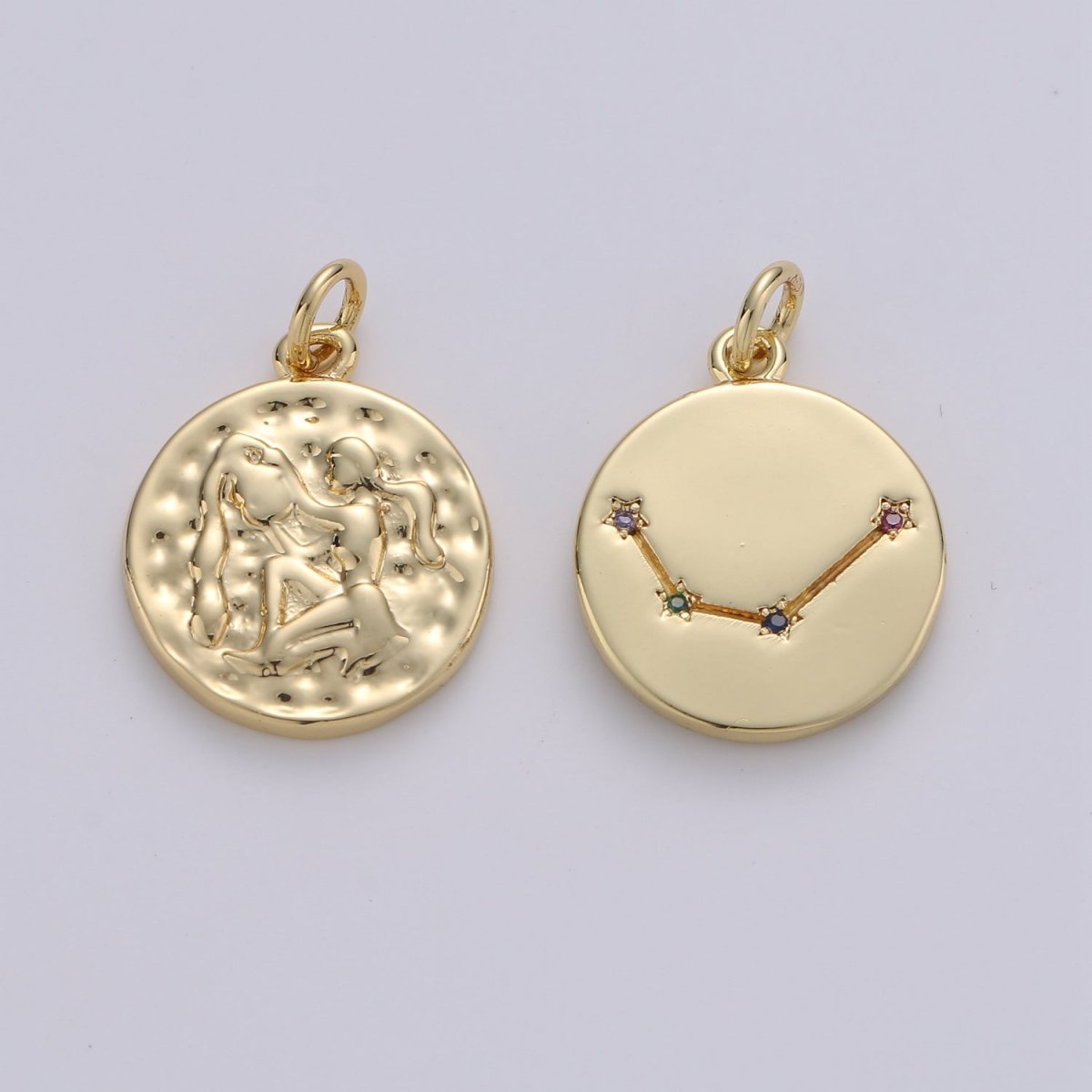 14K Gold Filled Zodiac Constellation Charms, Zodiac Symbol, Horoscope Charm, Gold Astrological Zodiac Signs, Double Sided Charm Pendant | A-A1707-A-A1712