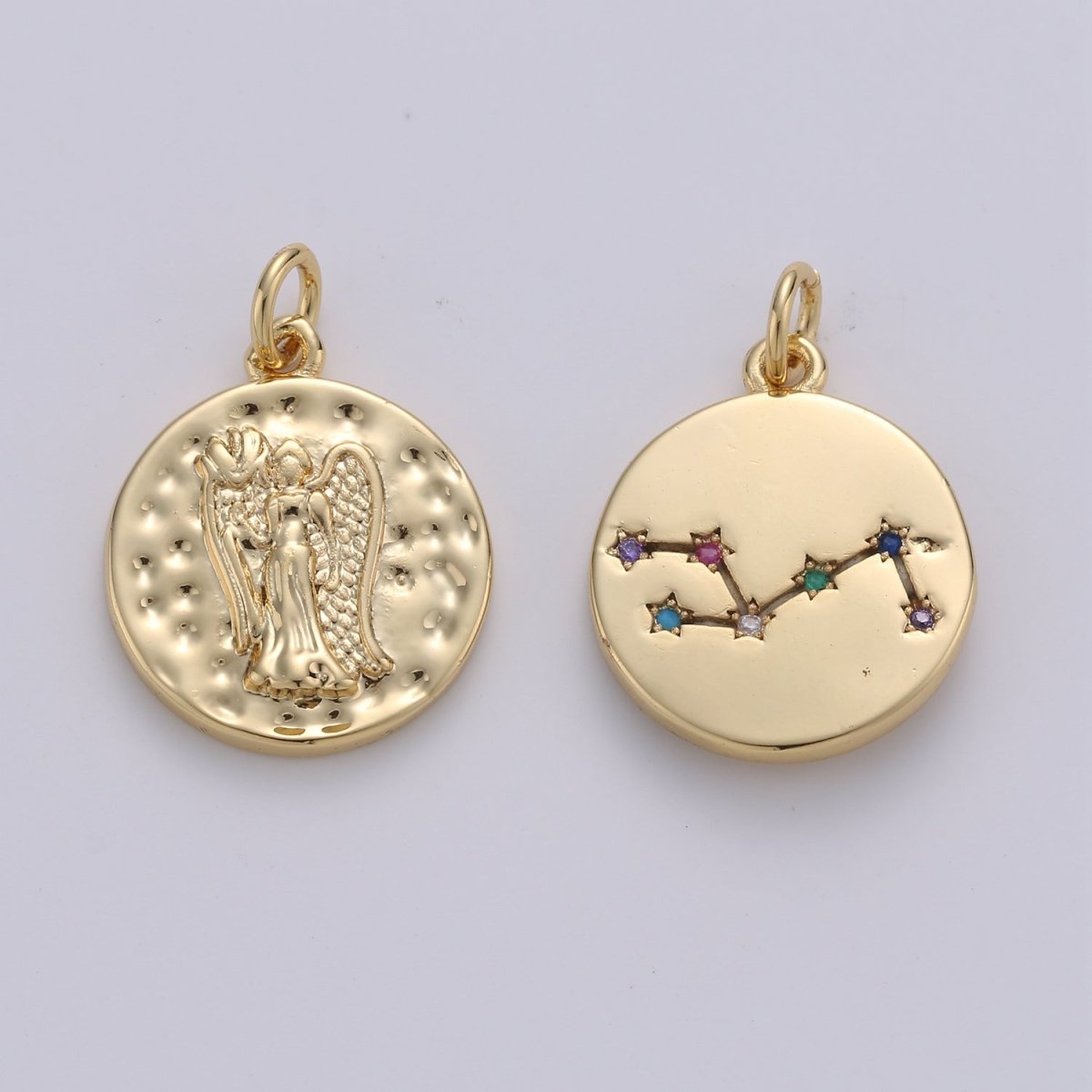 14K Gold Filled Zodiac Constellation Charms, Zodiac Symbol, Horoscope Charm, Gold Astrological Zodiac Signs, Double Sided Charm Pendant | A-A1707-A-A1712