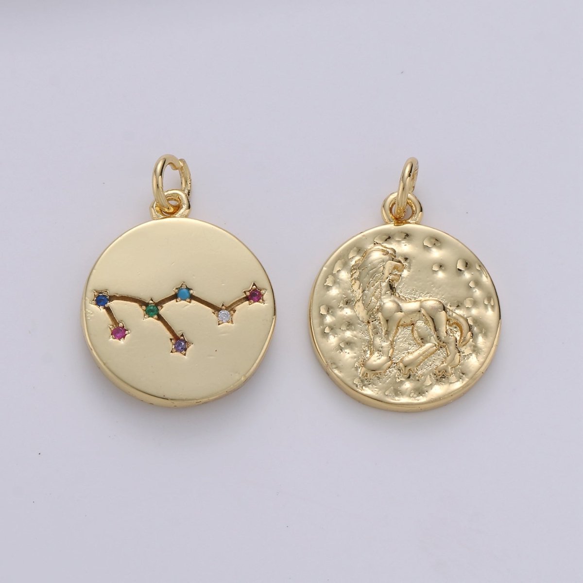 14K Gold Filled Zodiac Constellation Charms, Zodiac Symbol, Horoscope Charm, Gold Astrological Zodiac Signs, Double Sided Charm Pendant | A-A1707-A-A1712