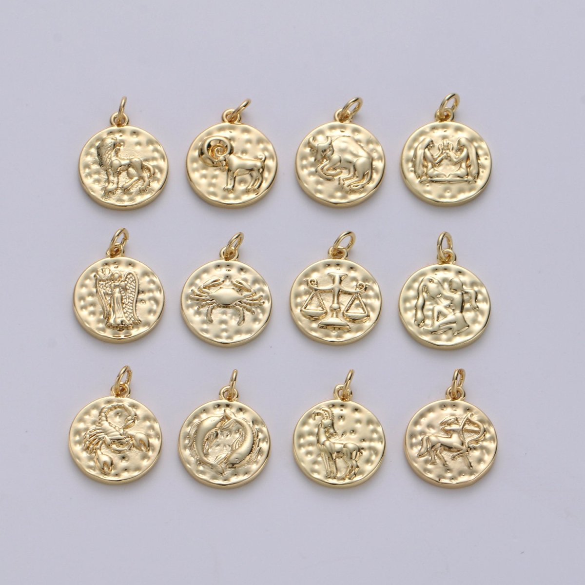 14K Gold Filled Zodiac Constellation Charms, Zodiac Symbol, Horoscope Charm, Gold Astrological Zodiac Signs, Double Sided Charm Pendant | A-A1707-A-A1712