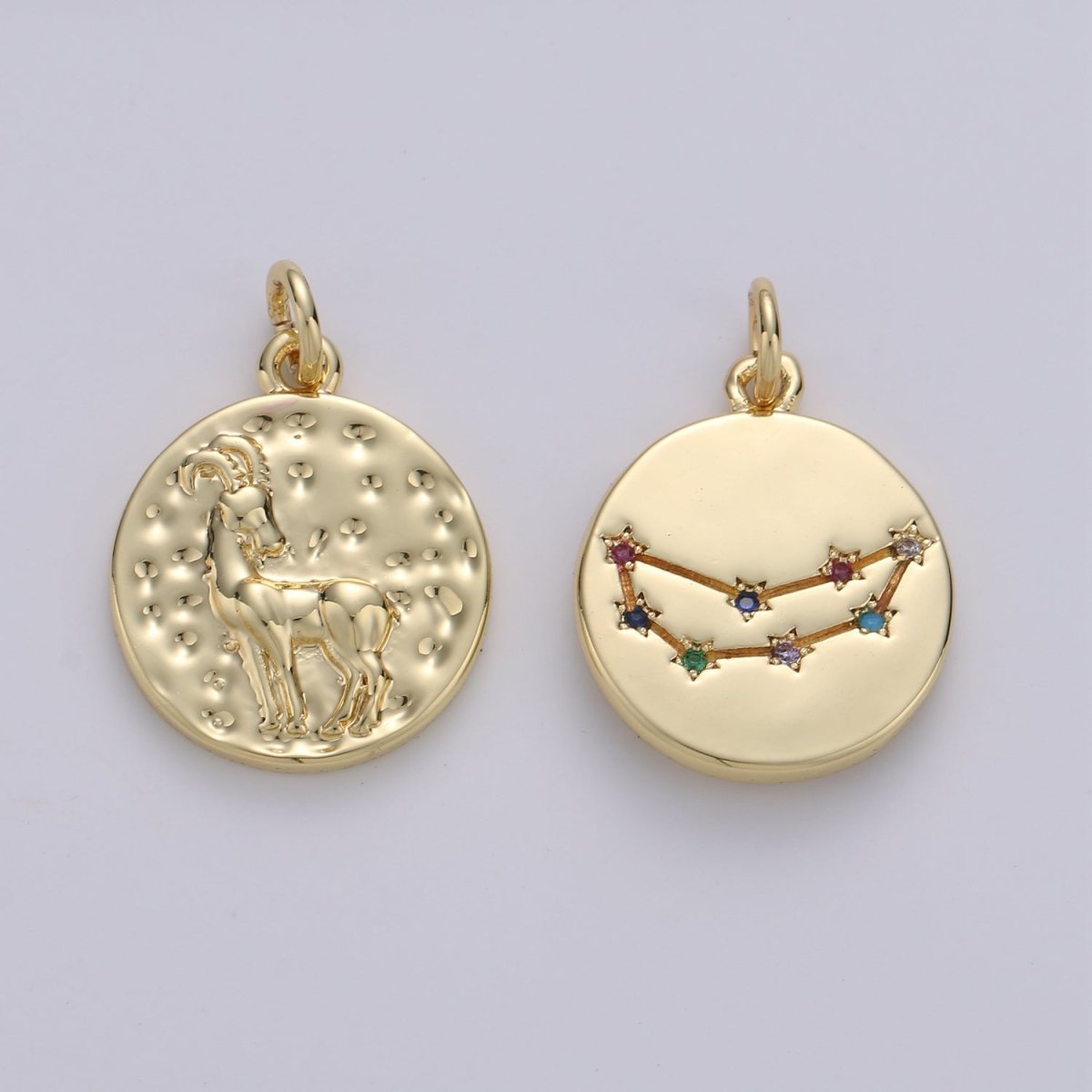 14K Gold Filled Zodiac Constellation Charms, Zodiac Symbol, Horoscope Charm, Gold Astrological Zodiac Signs, Double Sided Charm Pendant | A-A1707-A-A1712