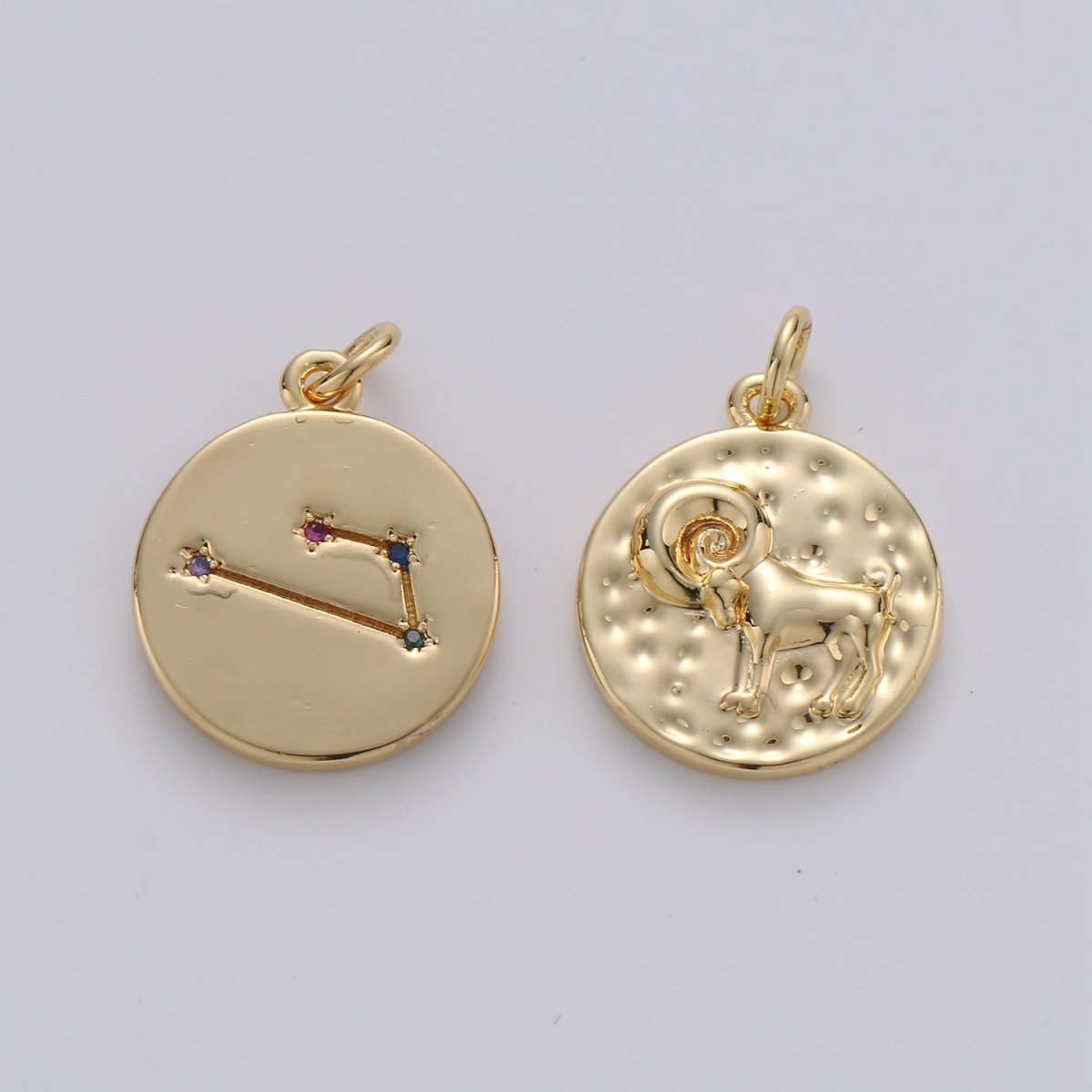 14K Gold Filled Zodiac Constellation Charms, Zodiac Symbol, Horoscope Charm, Gold Astrological Zodiac Signs, Double Sided Charm Pendant | A-A1707-A-A1712