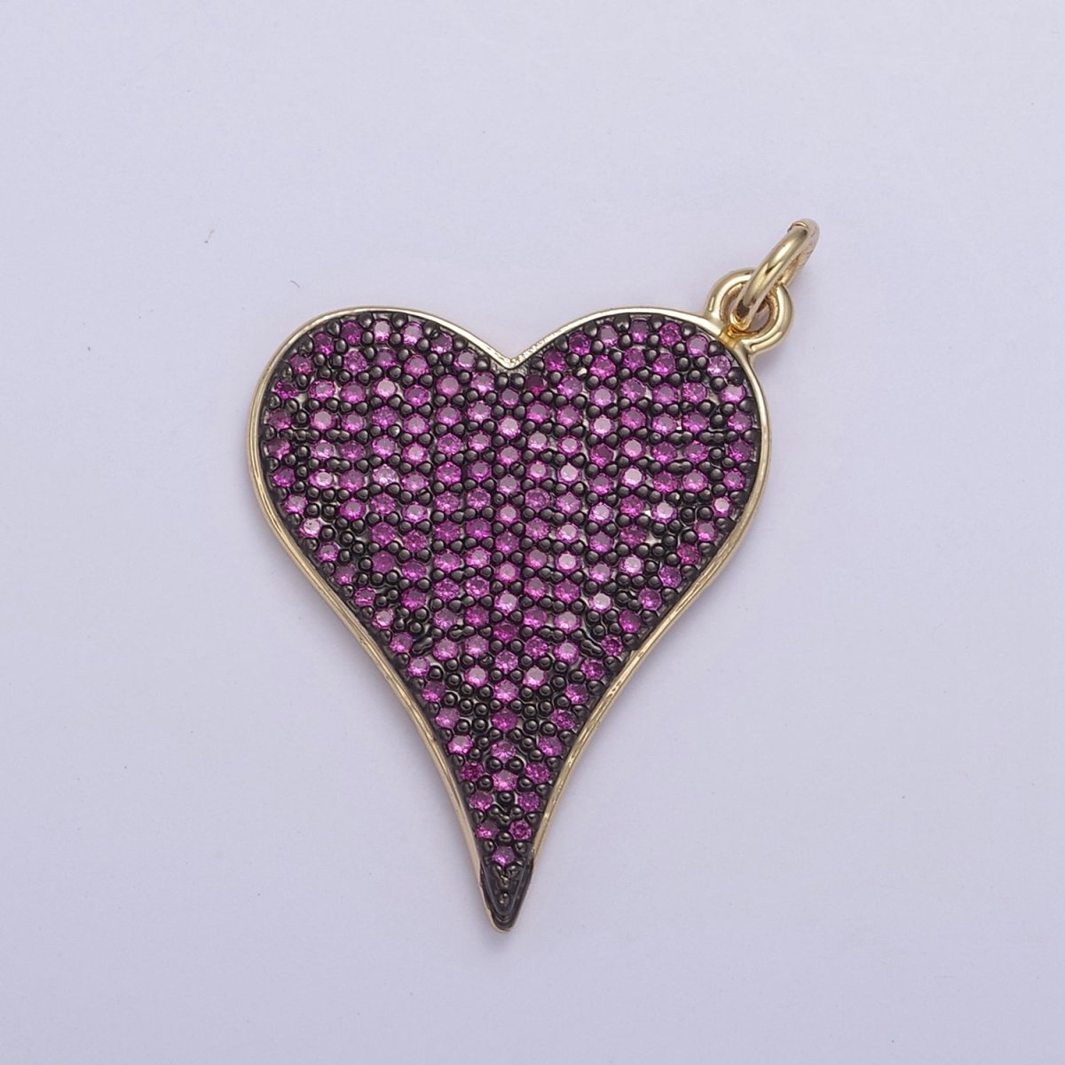 14K Gold Heart Charm Pendant, Green, Pink CZ Micro Pave CZ Heart Charm for bracelet necklace diy jewelry N-796 N-797