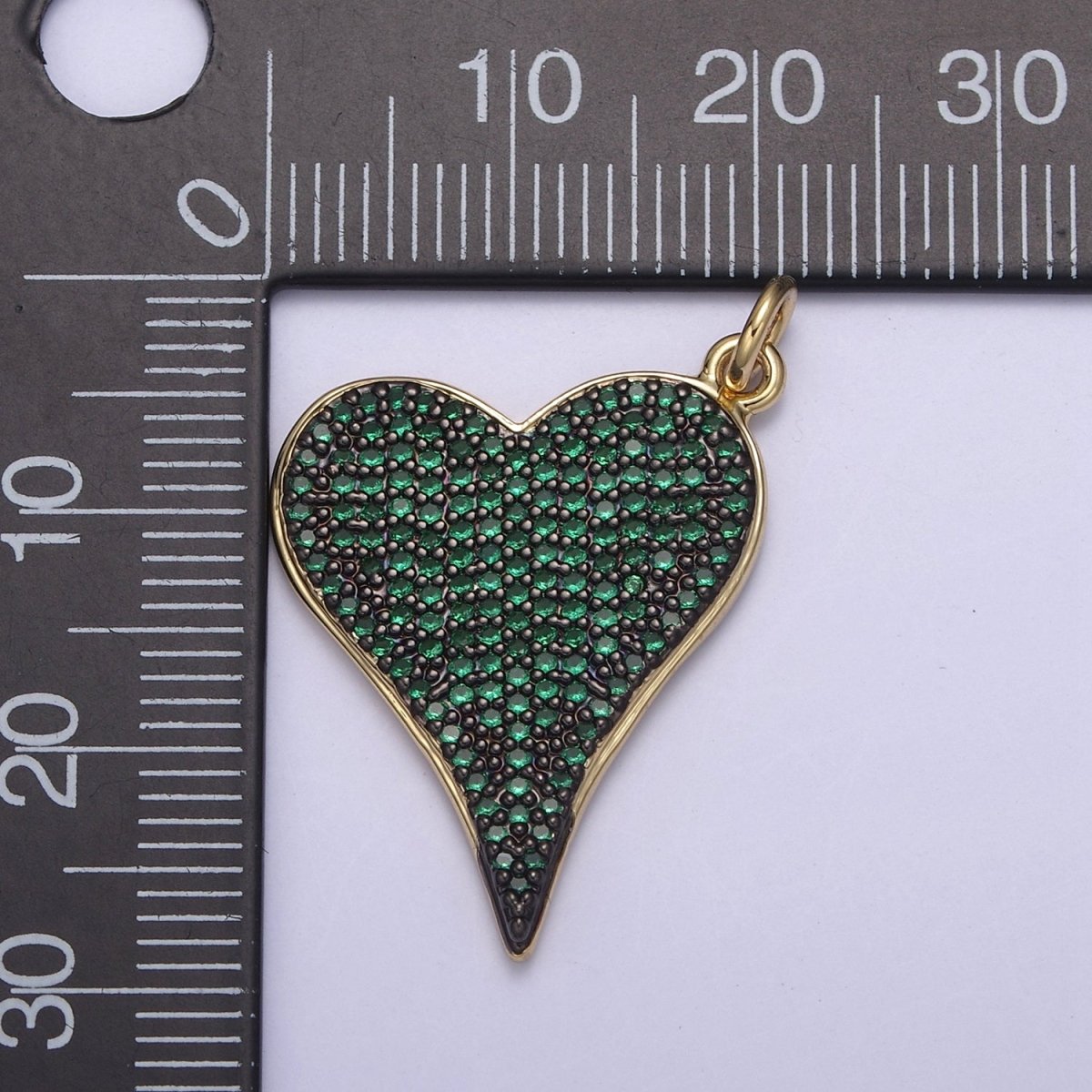 14K Gold Heart Charm Pendant, Green, Pink CZ Micro Pave CZ Heart Charm for bracelet necklace diy jewelry N-796 N-797